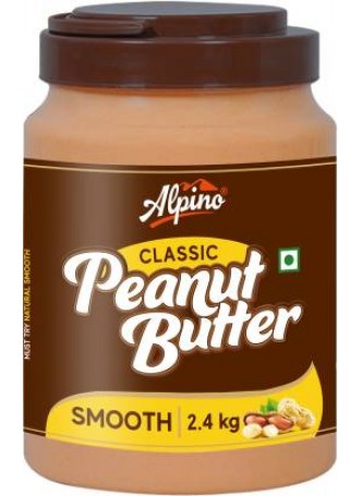 ALPINO Classic Peanut Butter Smooth 2.4 KG | Made with Roasted Peanuts | 25% Protein | Non GMO | Gluten Free | Vegan | 2400 g